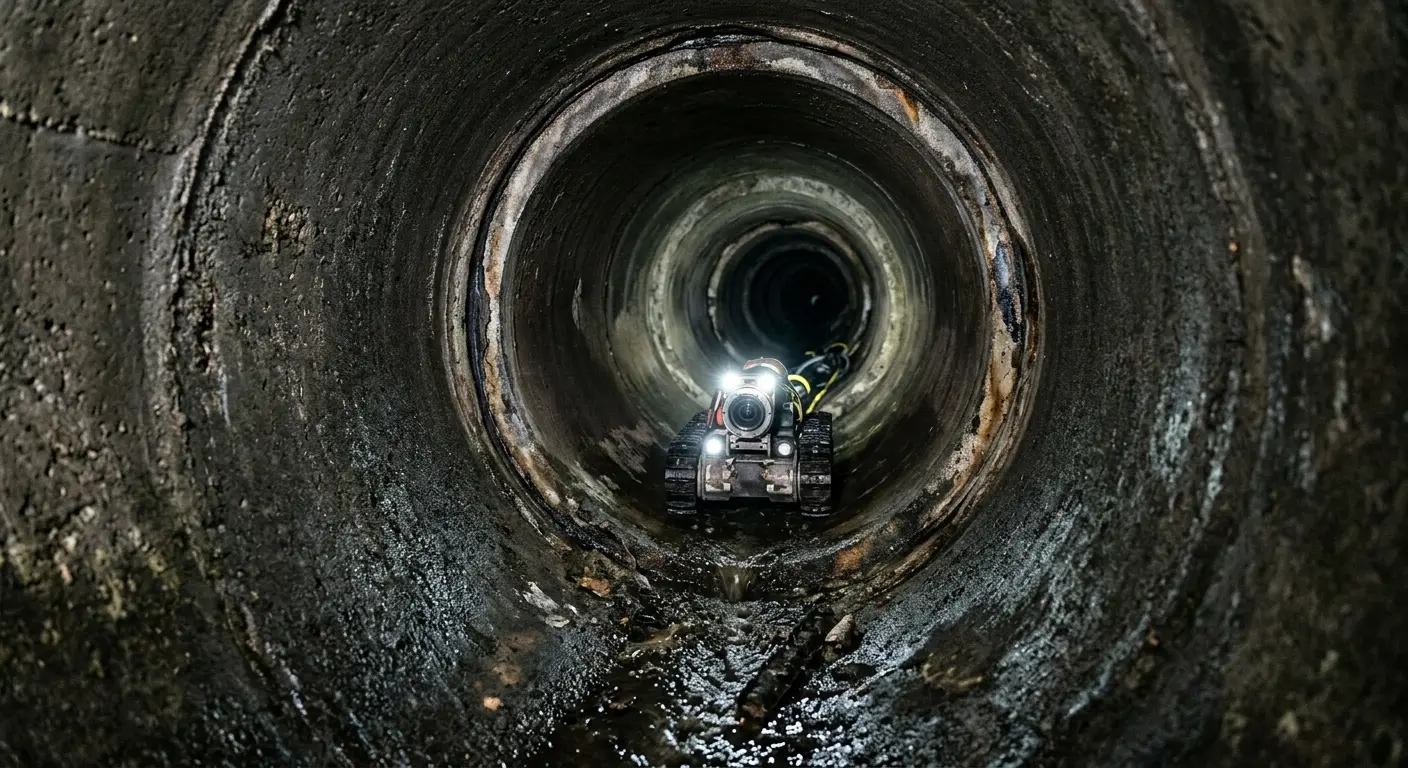 Robotic sewer camera inspecting pipe interior for Sewer Line Repair in Upper Merion